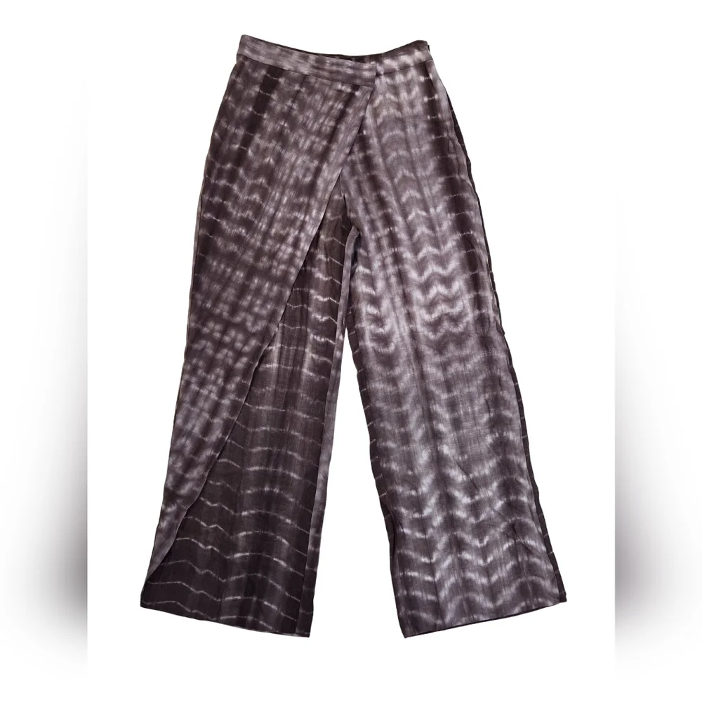 Zara Tie Dye Linen Blend Wrap Pants Size S NWT